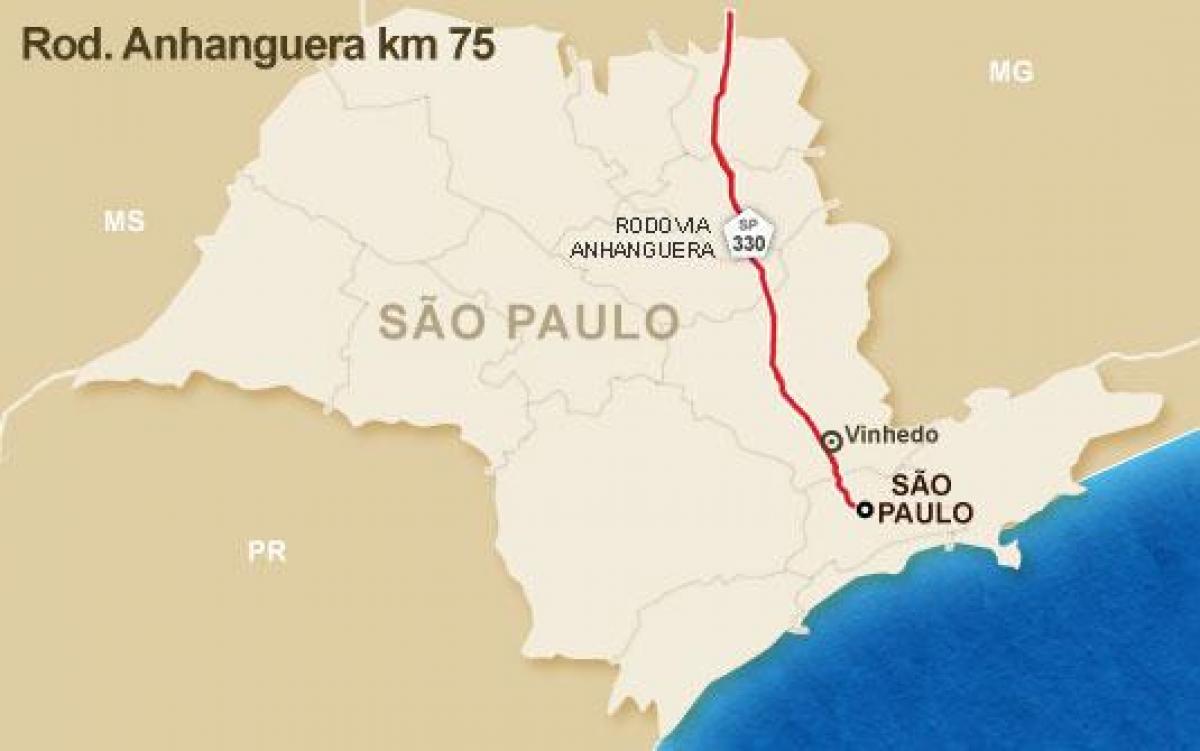 แผนที่ของ Anhanguera ทางหลวง-SP 330