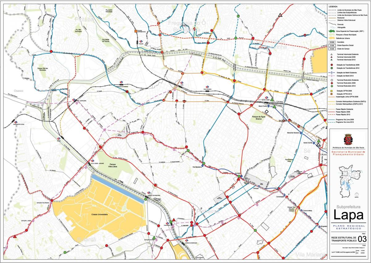 แผนที่ของ Lapa São Paulo-สาธารณะ transports