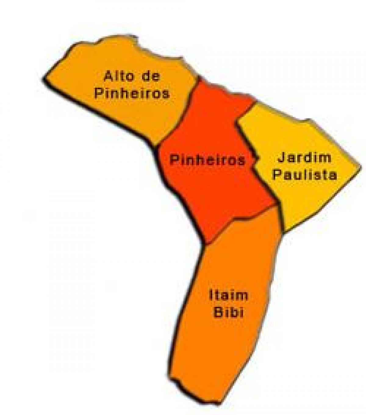 แผนที่ของ Pinheiros รายการย่อยขอ prefecture