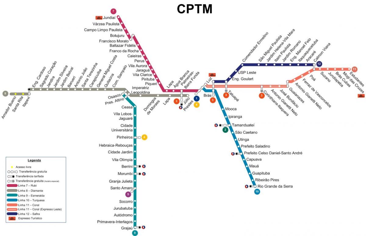แผนที่ของ São Paulo CPTM