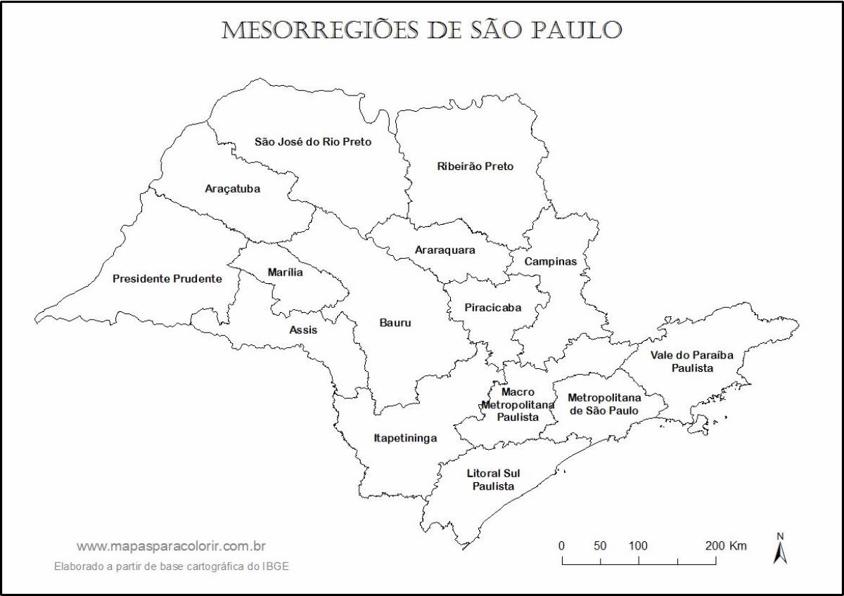 แผนที่ของ São Paulo สาวบริสุทธิ์-ภูมิภาคลงชื่อ