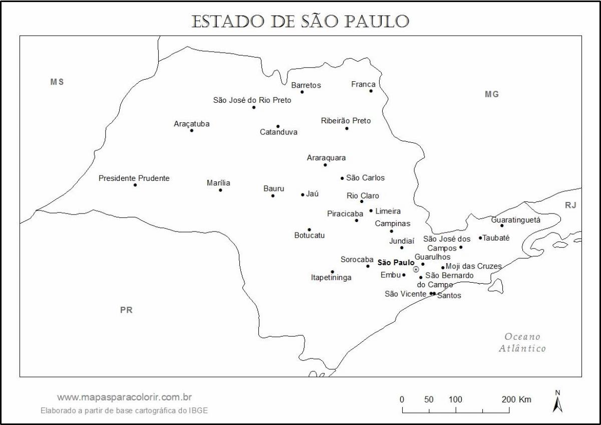 แผนที่ของ São Paulo สาวบริสุทธิ์-หลักของเมือง