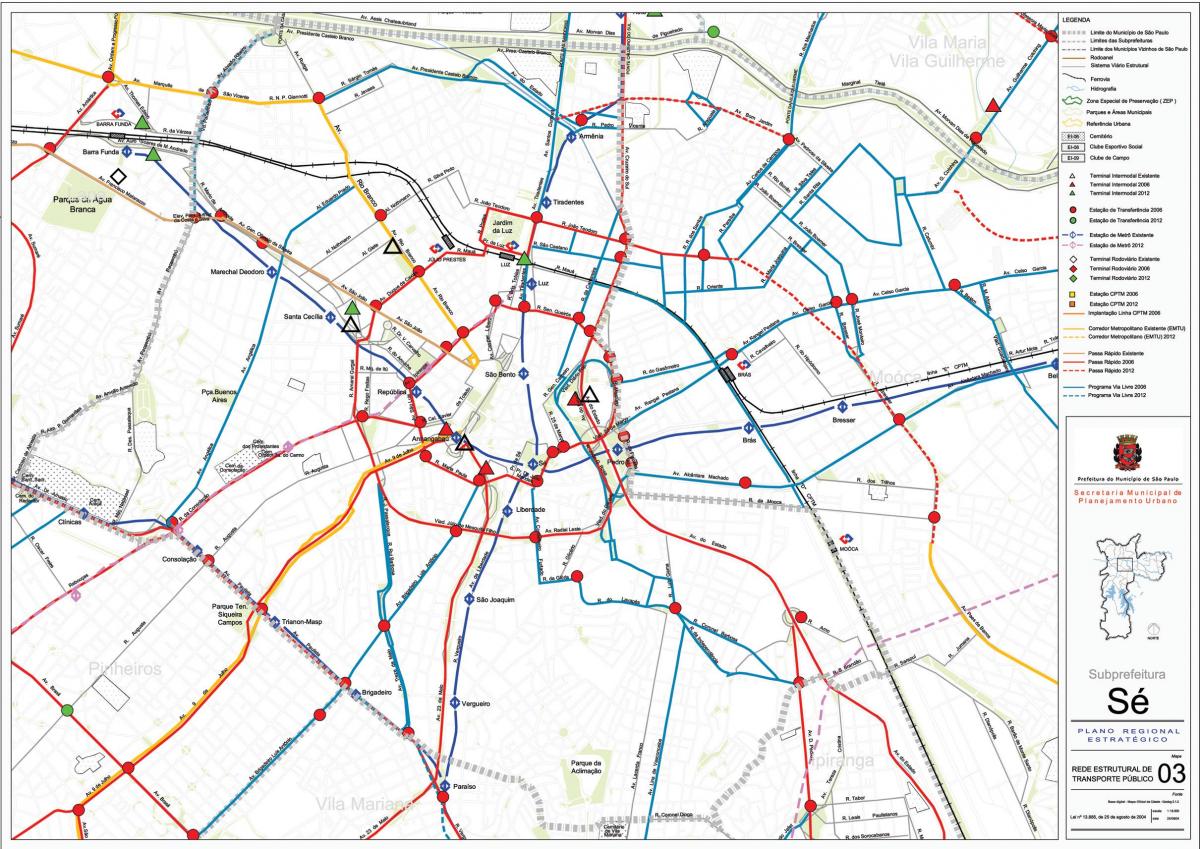 แผนที่ของ Sé São Paulo-สาธารณะ transports