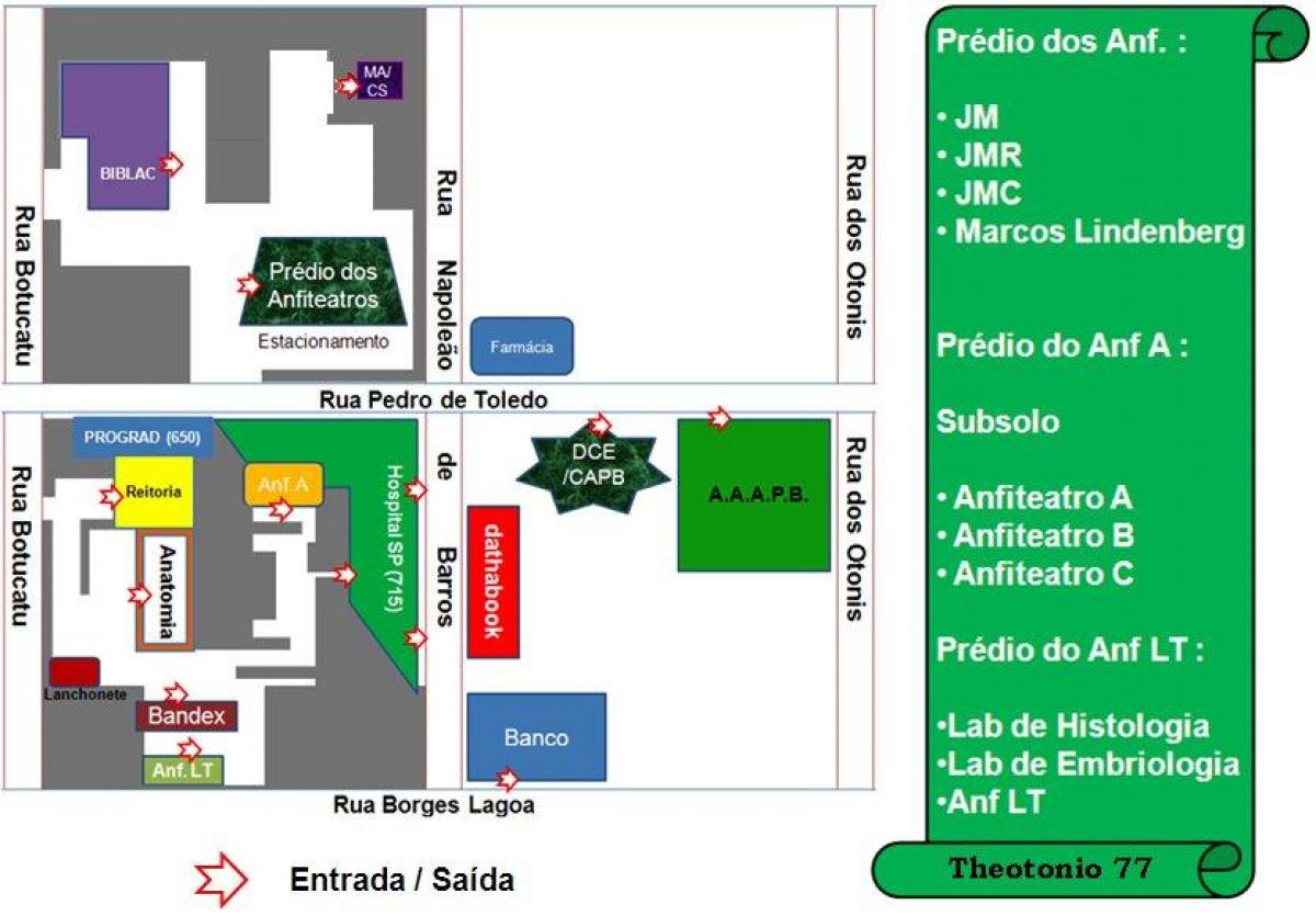 แผนที่ของรัฐบาลกลางมหาวิทยาลัยของ São Paulo-UNIFESP