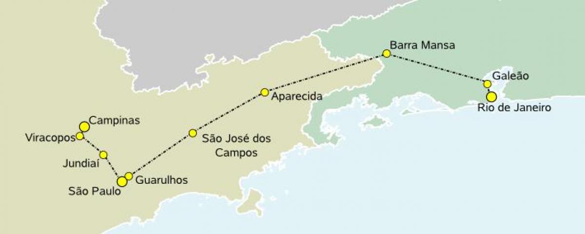 แผนที่ของสูงความเร็วรถไฟ São Paulo