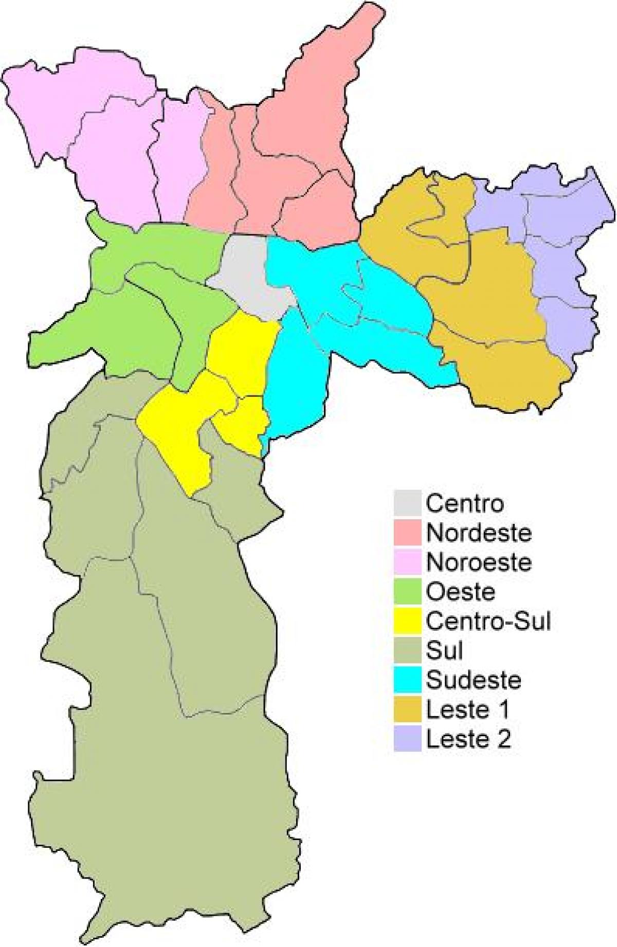 แผนที่ของหลักภูมิภาคลงใน São Paulo