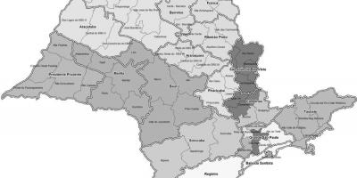 แผนที่ของ São Paulo สีดำและสีขาว