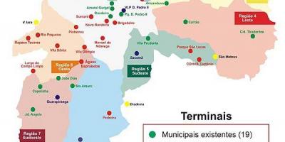 แผนที่ของ terminals รถของ São Paulo