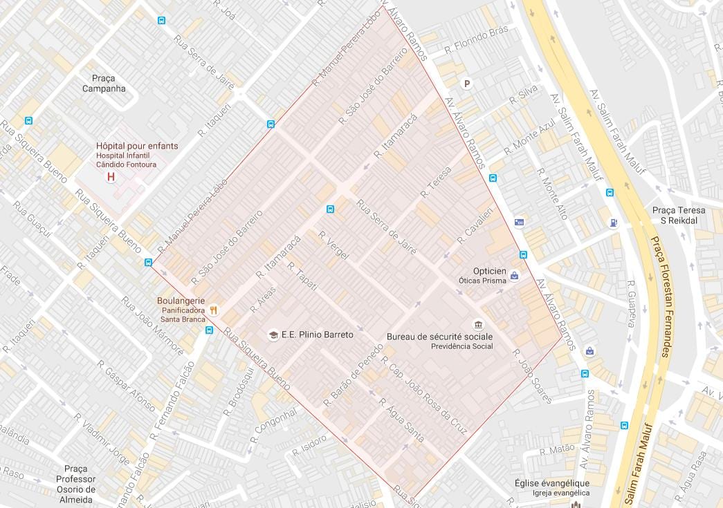 แผนที่ของ Água Rasa São Paulo