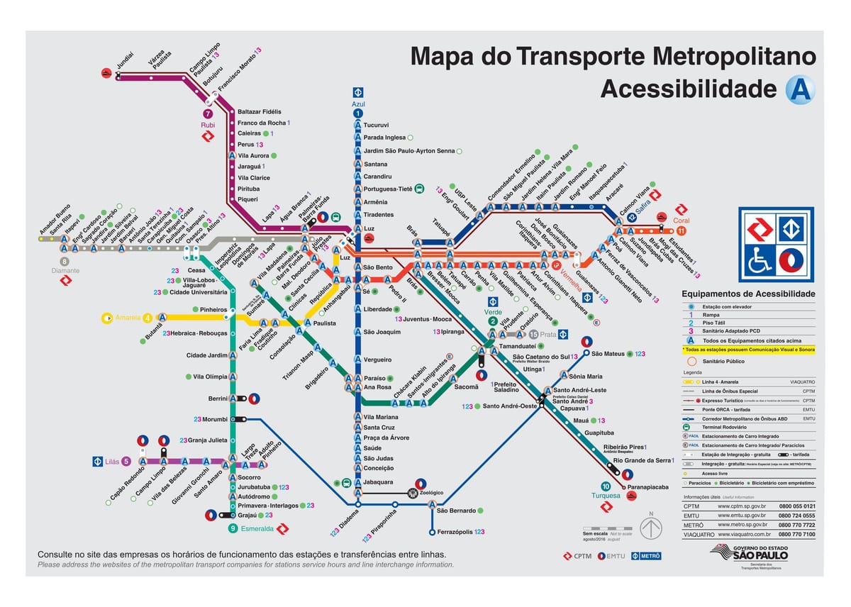 แผนที่ของขนส่ง Sao Paulo-ปิดการใช้งานใช้งาน