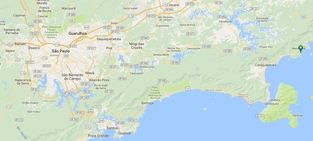 แผนที่ของชายหาด Caçandoca