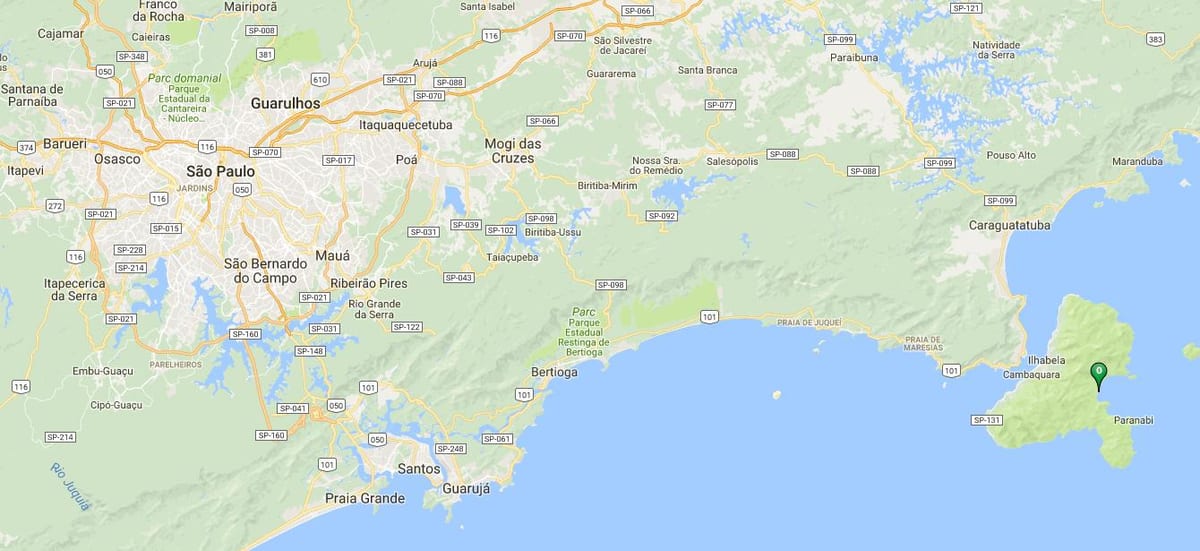 แผนที่ของชายหาด Castelhanos