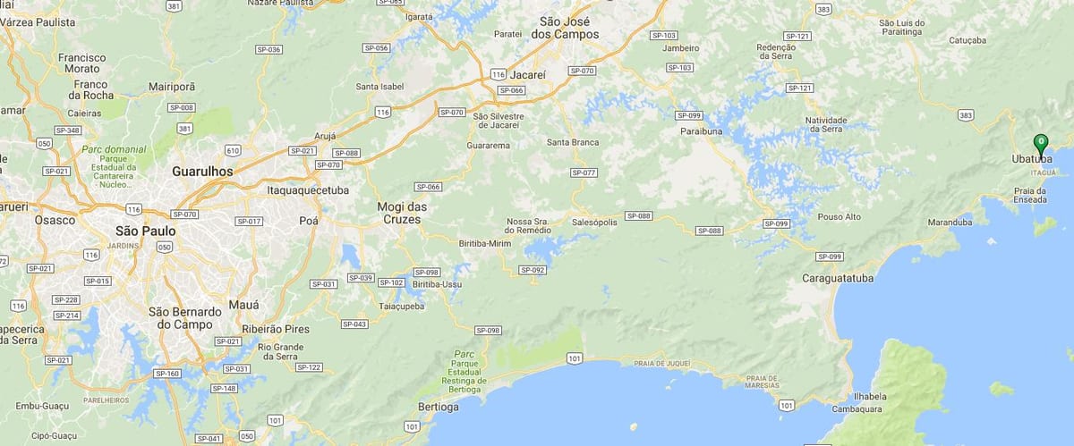 แผนที่ของชายหาด Cruzeiro