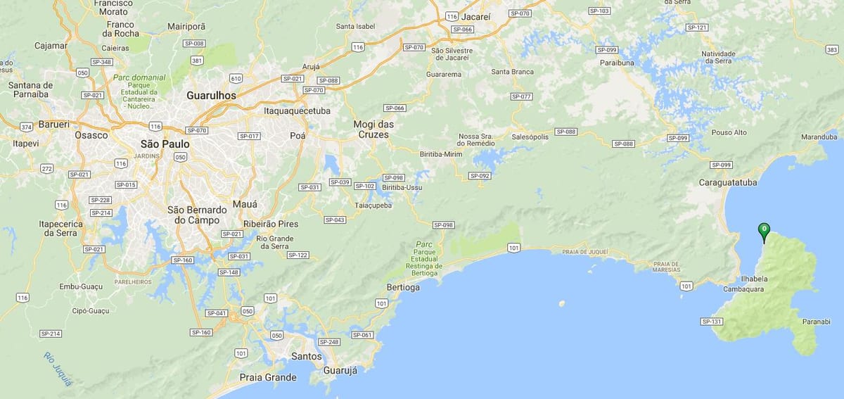แผนที่ของชายหาด Garapocaia