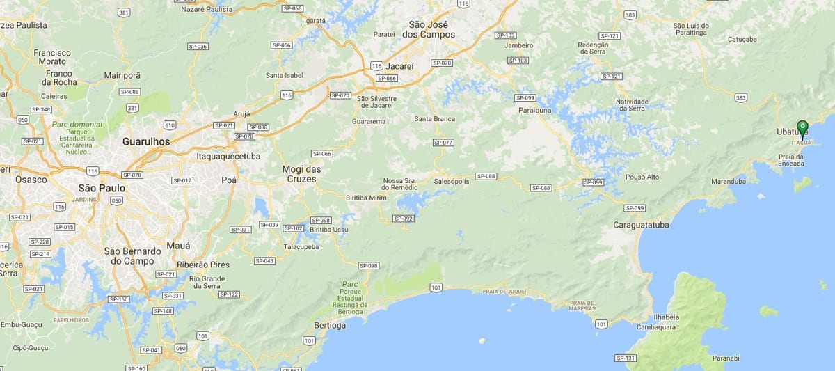 แผนที่ของชายหาด Itaguá