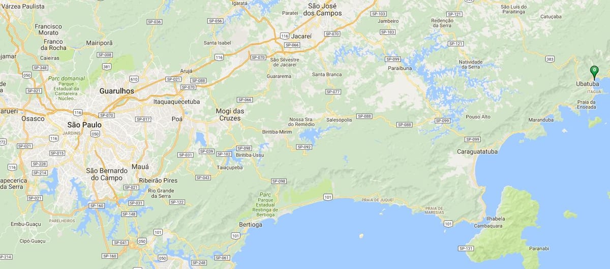 แผนที่ของชายหาด Perequê Açu