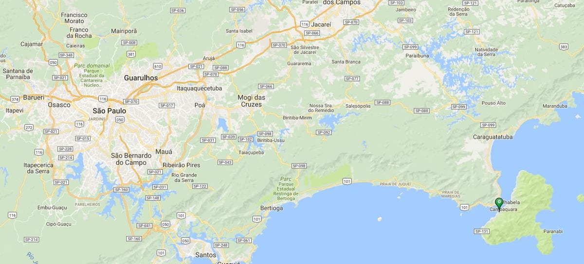แผนที่ของชายหาด Portinho