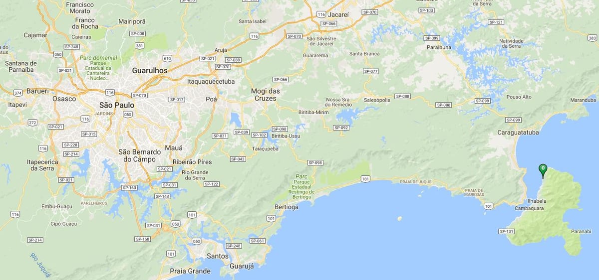 แผนที่ของชายหาด Siriúba