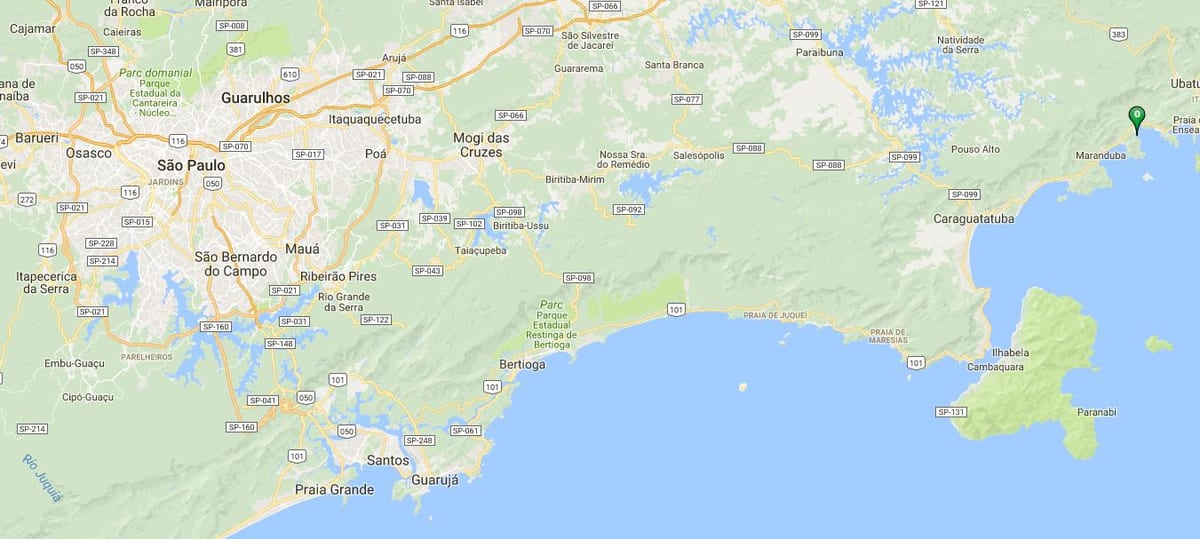 แผนที่ของชายหาด Vermelha ทำ Sul