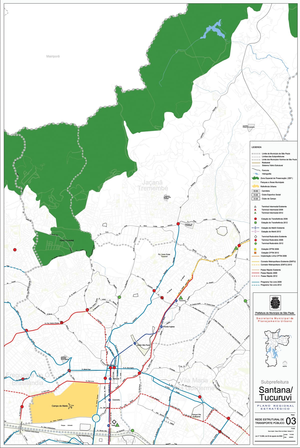 แผนที่ของซานทาน่า São Paulo-สาธารณะ transports