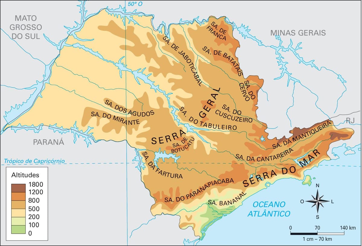 แผนที่ทางภูมิศาสตร์ São Paulo