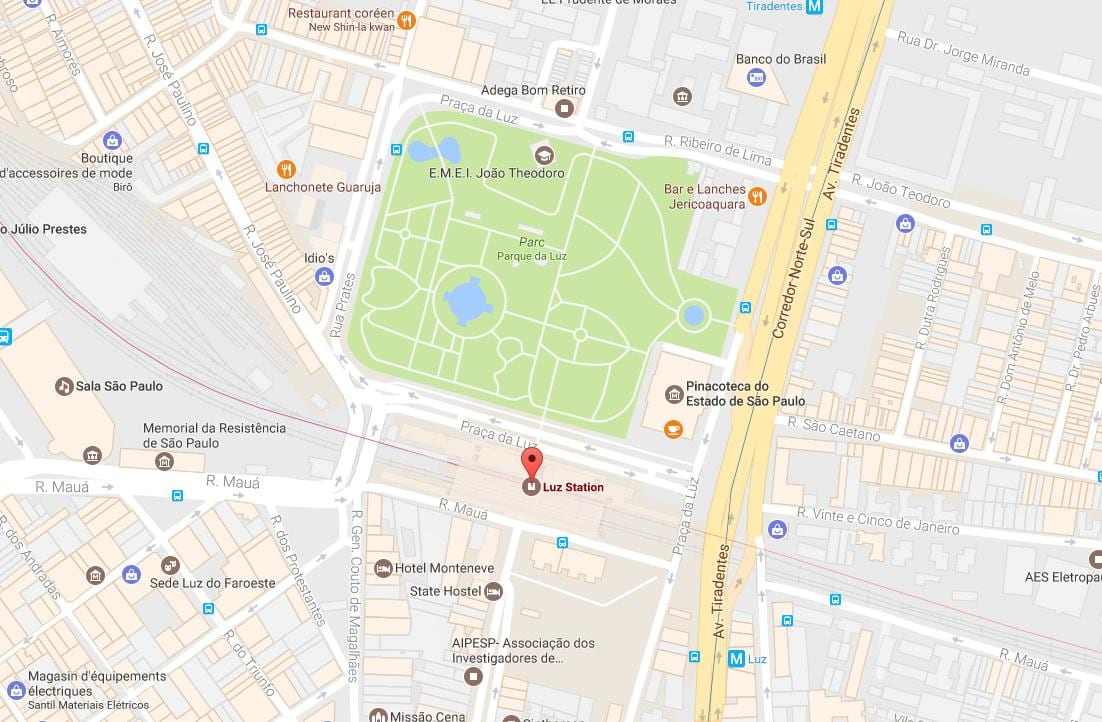 แผนที่ของสถานีรถไฟของ la Luz São Paulo