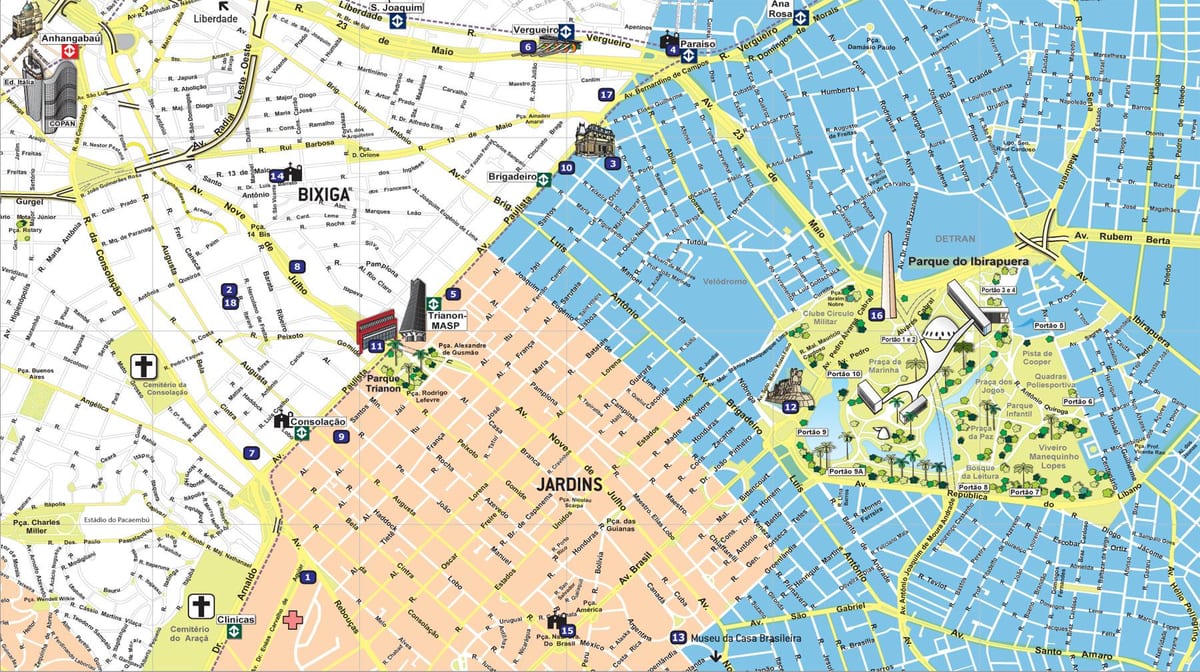 แผนที่ของนักท่องเที่ย São Paulo