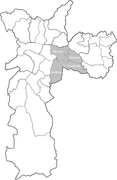 แผนที่ของเขต Sudeste São Paulo