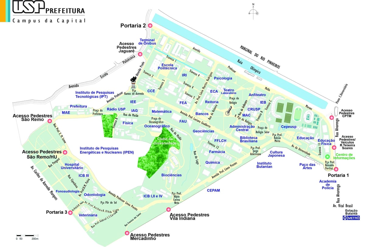 แผนที่ของมหาวิทยาลัยของ São Paulo-USP