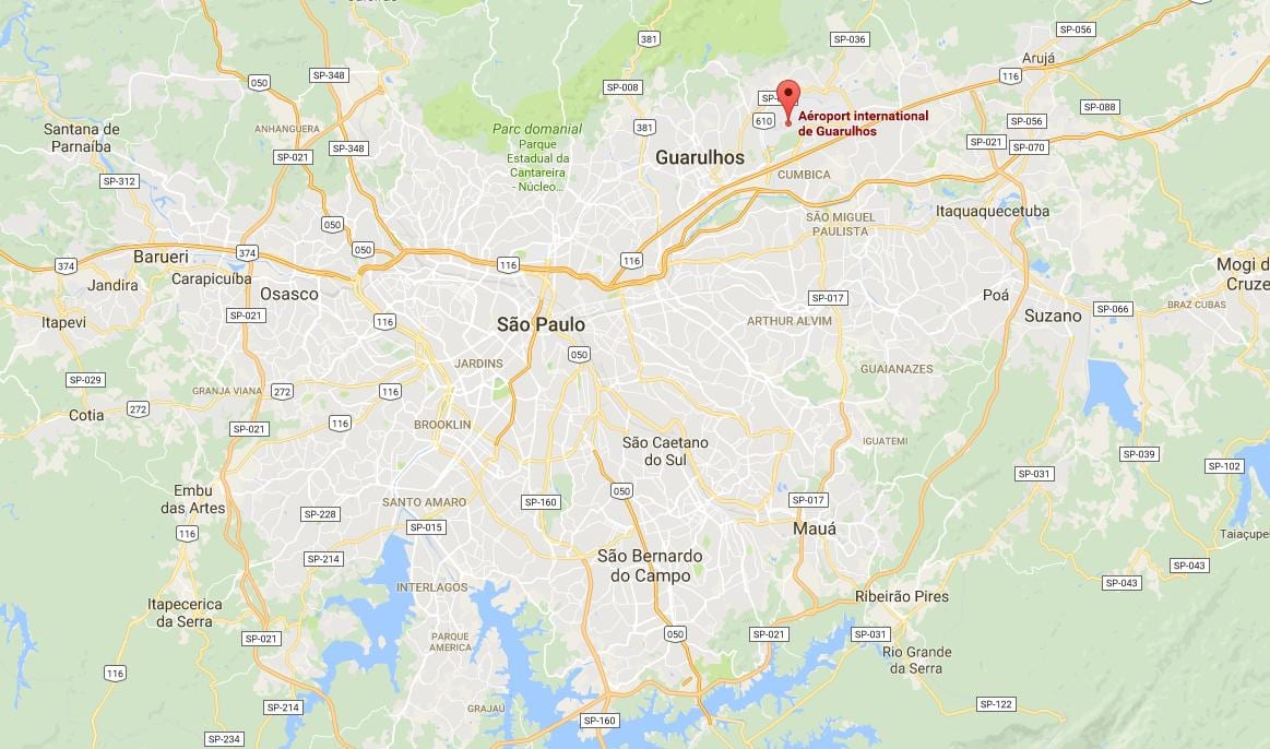 แผนที่ของสนามบินระหว่างประเทศ Guarulhos