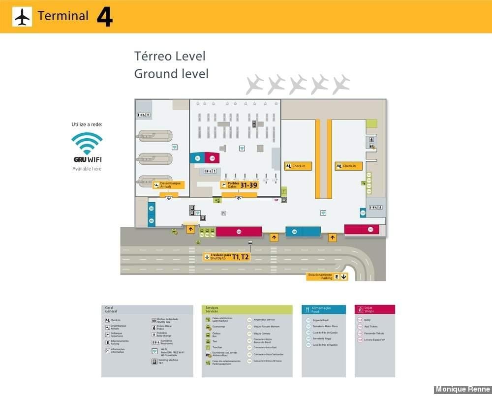 แผนที่ของสนามบินระหว่างประเทศ São Paulo-Guarulhos-เทอร์มินัล 4