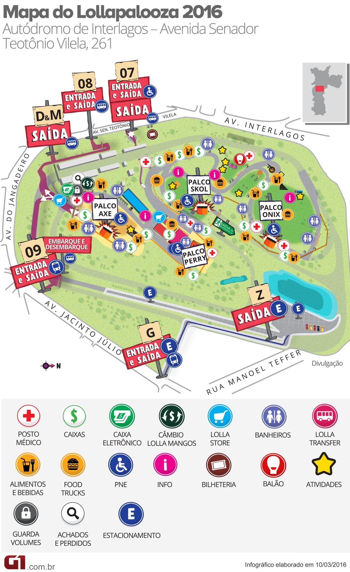 แผนที่ของวงจรของ Interlagos