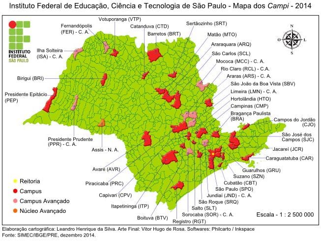 แผนที่ของสถาบันรัฐบาลกลางของ São Paulo-IFSP