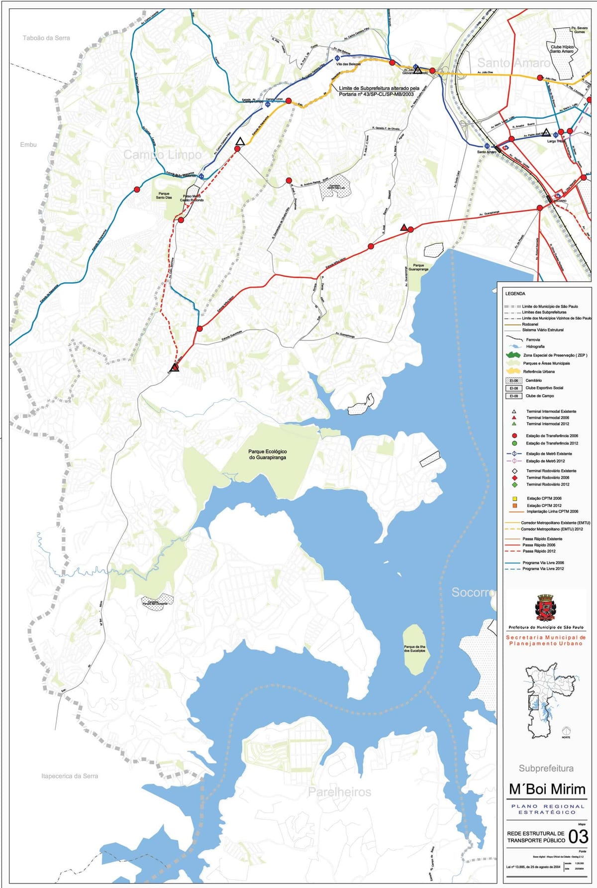 แผนที่ของเอ็ 'Boi Mirim São Paulo-สาธารณะ transports