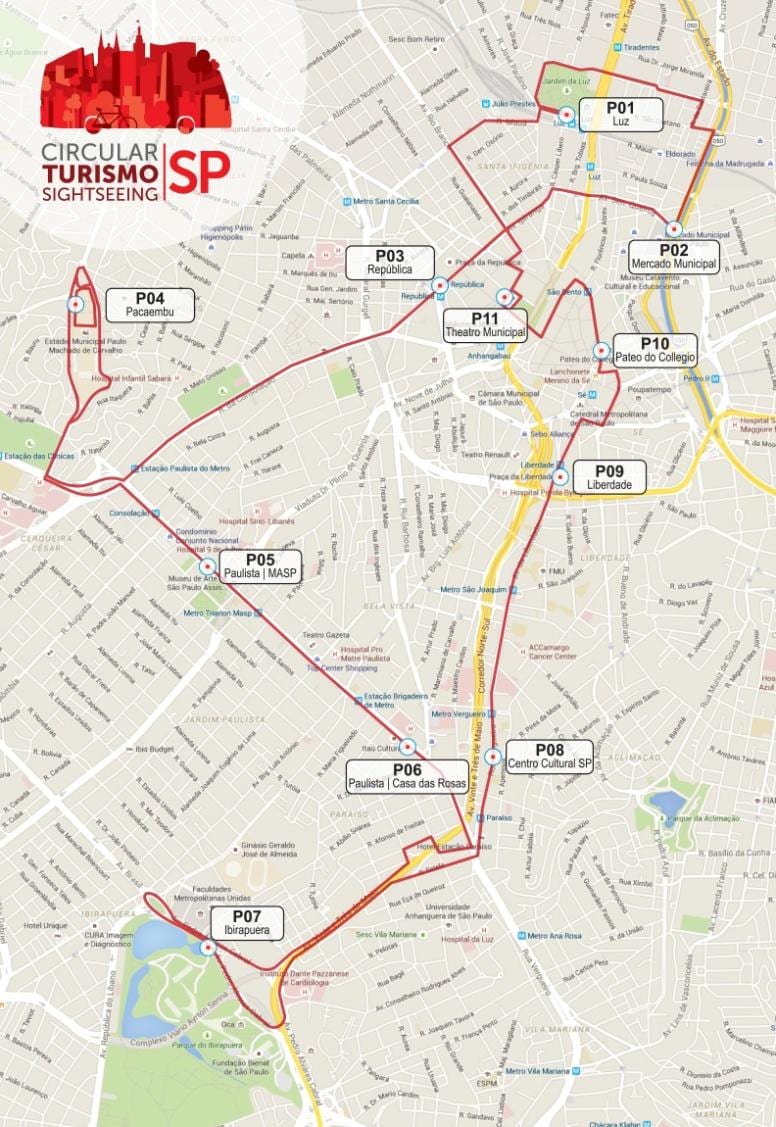 แผนที่ของแบบวงกลม turismo เที่ยวชมสถานที่ SP