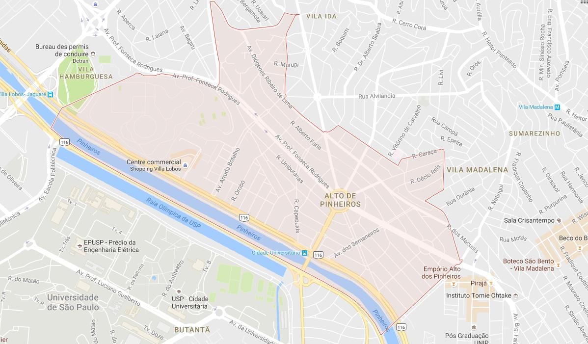 แผนที่ของ Alto เดอ Pinheiros São Paulo
