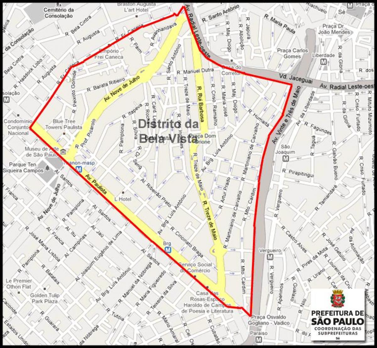 แผนที่ของ Bela วิสต้า São Paulo