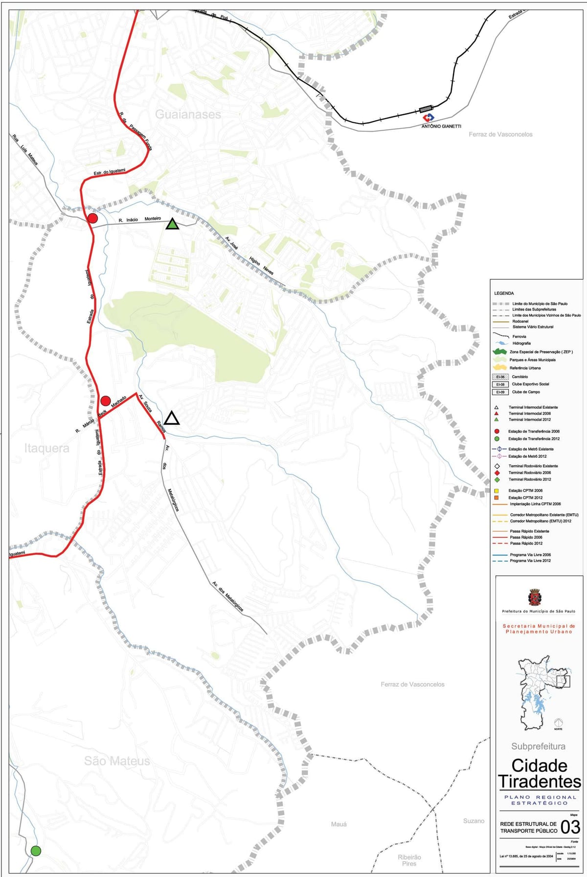 แผนที่ของ Cidade Tiradentes São Paulo-สาธารณะ transports