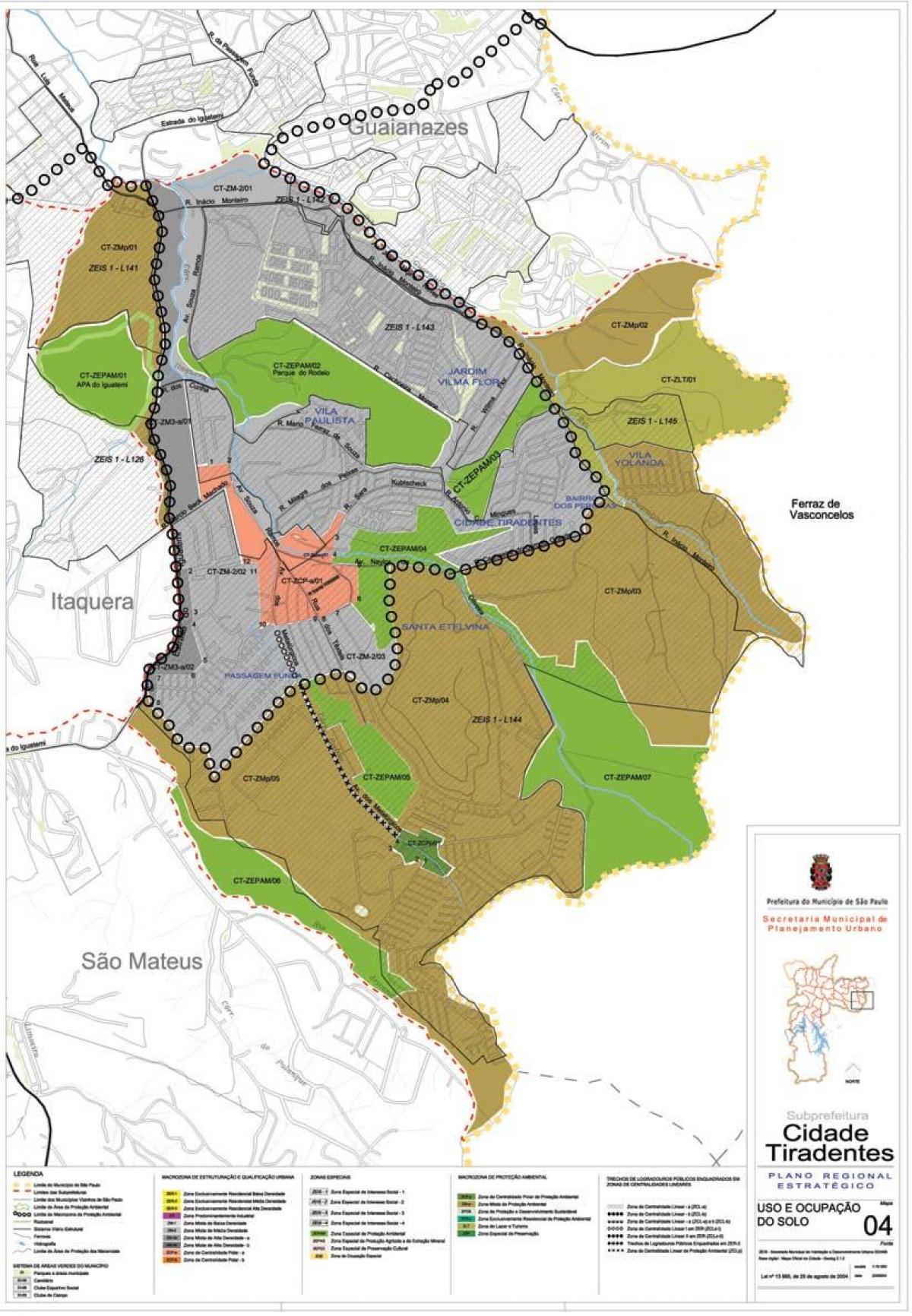 แผนที่ของ Cidade Tiradentes São Paulo-มีอาชีพของที่ดิน