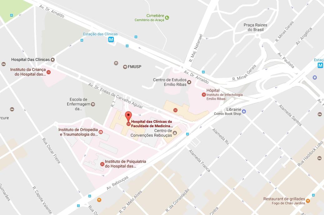 แผนที่ของ Clínicas โรงพยาบาล