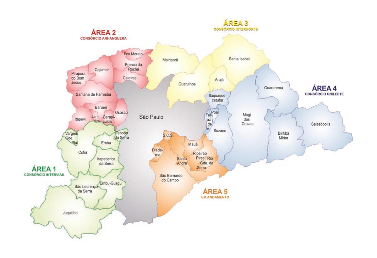แผนที่ของ Concessão Áreas RMSP