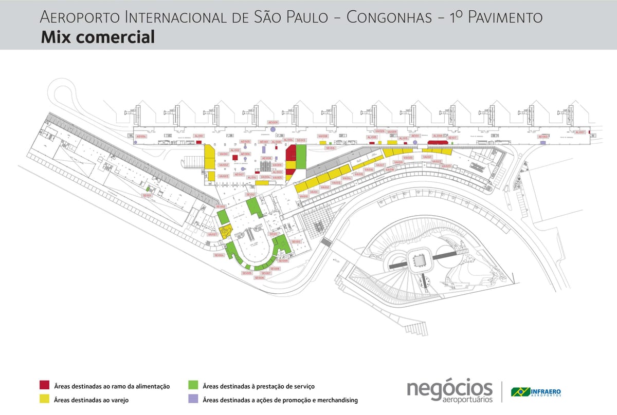 แผนที่ของ Congonhas สนามบิน-อยู่ชั้น 1