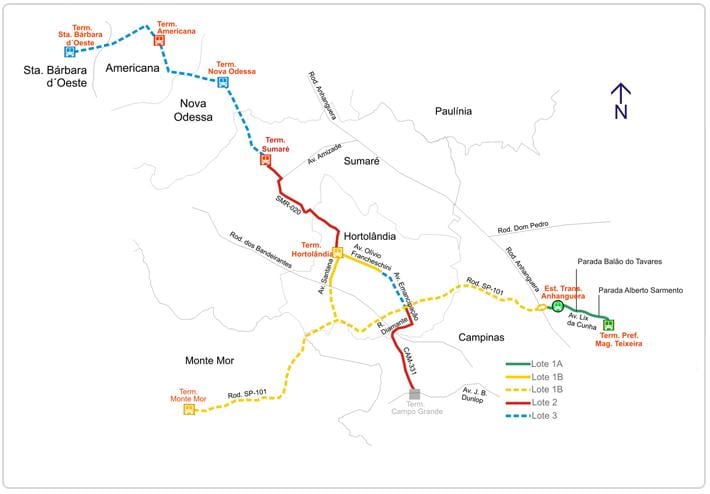 แผนที่ของ corredor metropolitano Biléo Soares