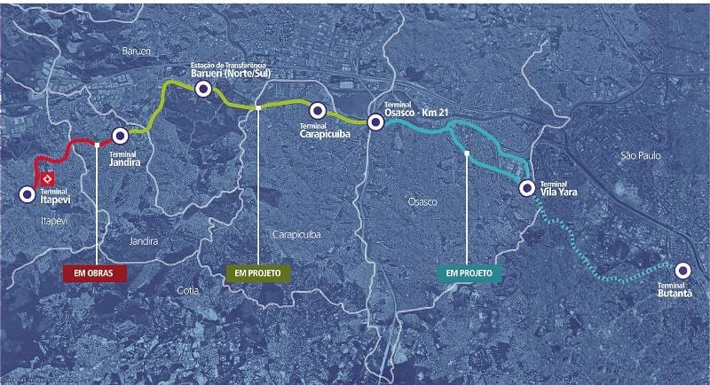 แผนที่ของ corredor metropolitano Itapevi