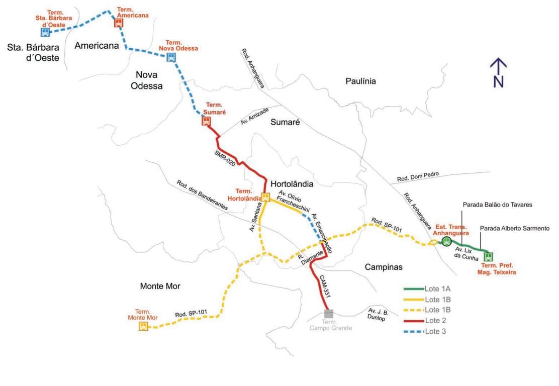 แผนที่ของ corredor metropolitano Noroeste
