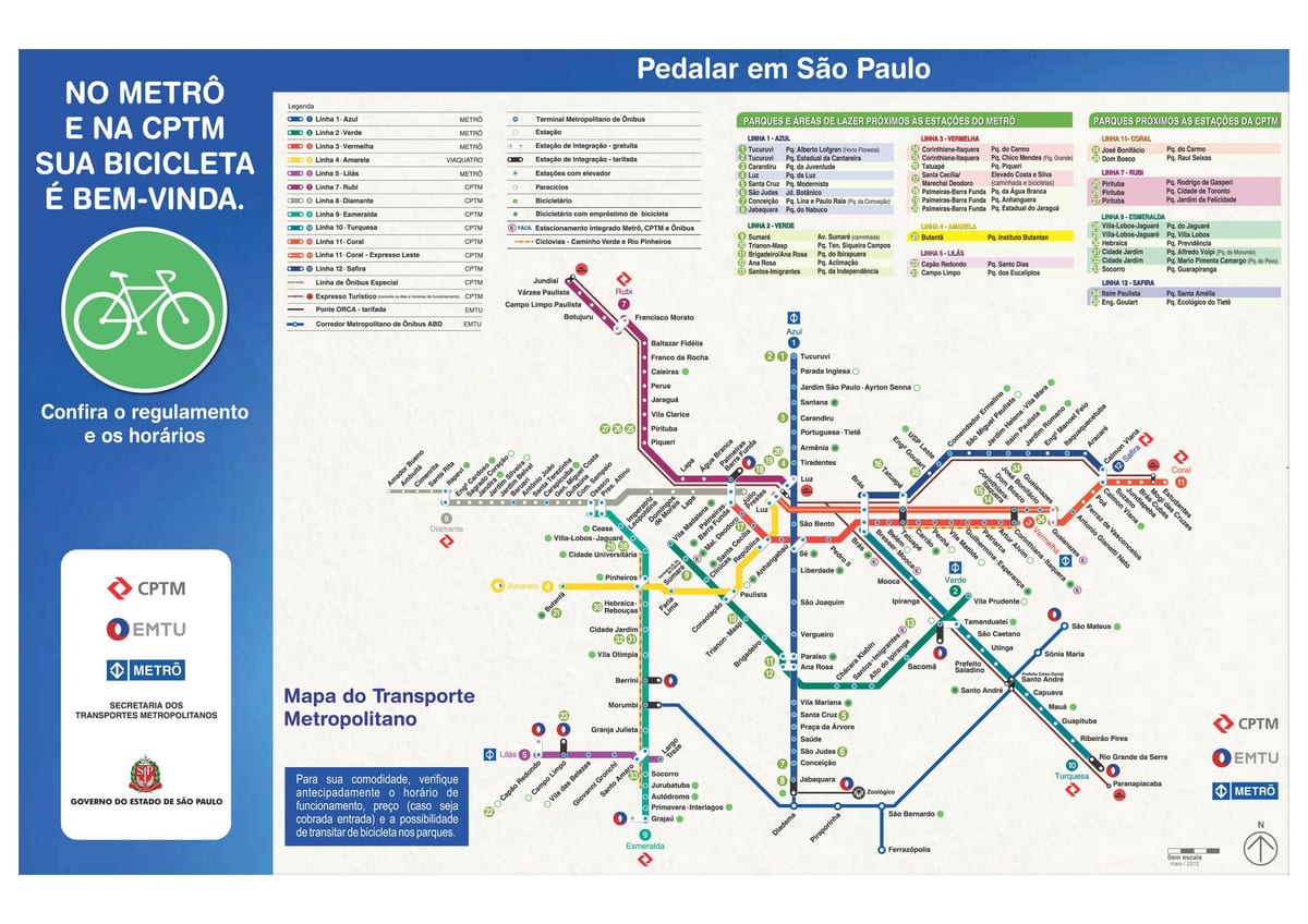 แผนที่ของ cycling นำทาง São Paulo