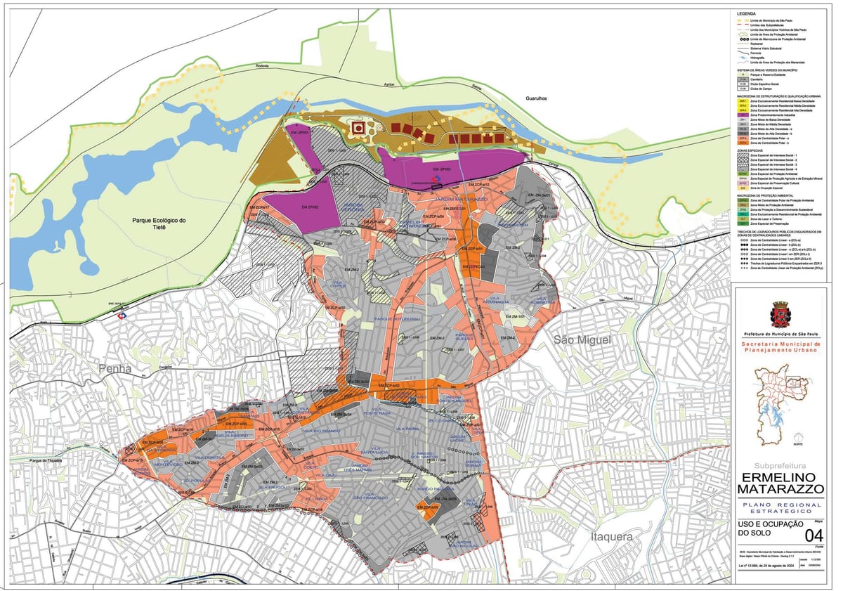 แผนที่ของ Ermelino Matarazzo São Paulo-มีอาชีพของที่ดิน