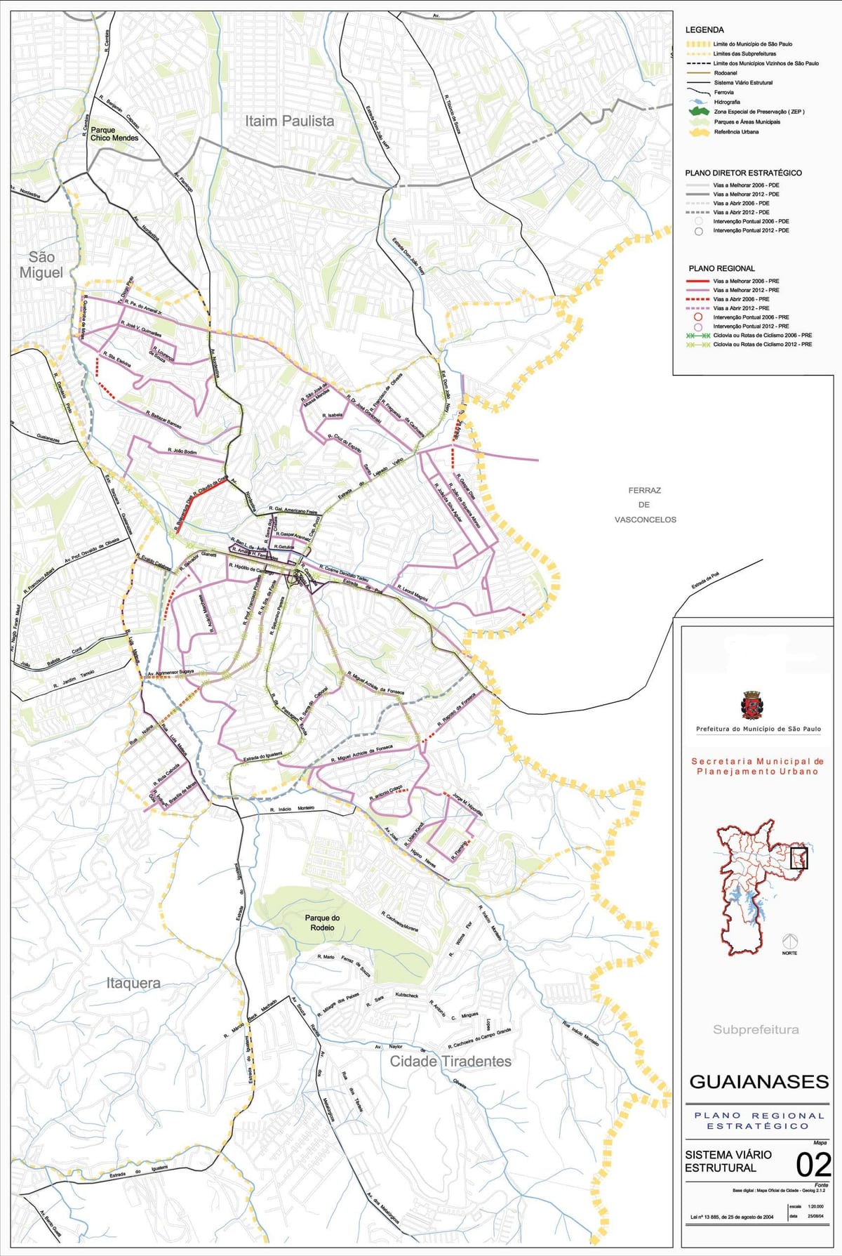 แผนที่ของ Guaianases São Paulo-ถนน