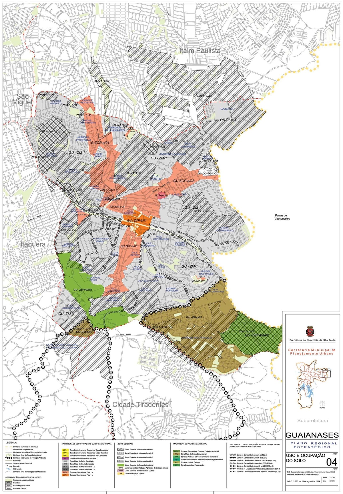 แผนที่ของ Guaianases São Paulo-มีอาชีพของที่ดิน