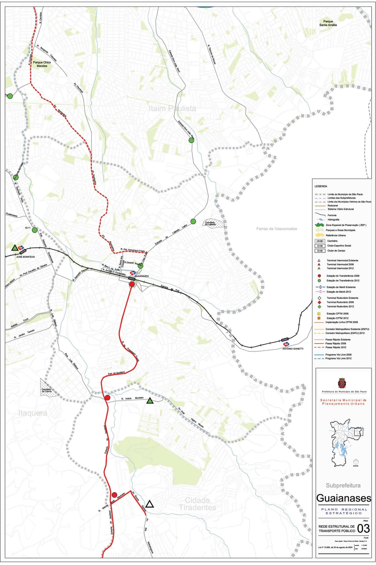 แผนที่ของ Guaianases São Paulo-สาธารณะ transports